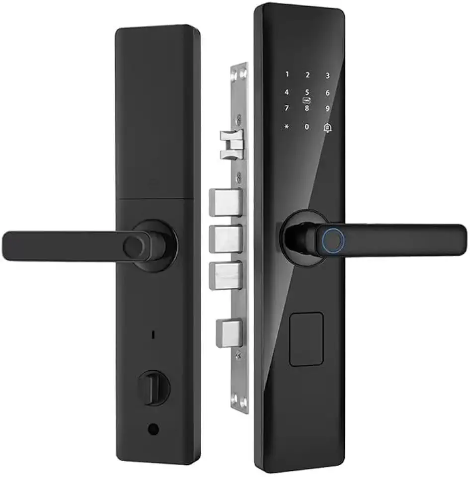 S54 Smart Door Lock for Laminated Wood Door Fingerprint Password Phone App (Tuya) Magnetic Card Security Key