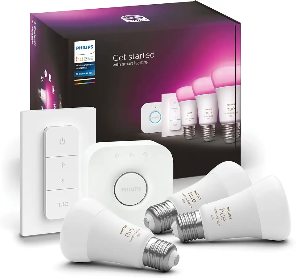Hue White & Col. Amb. E27 Starter Set with Smart Button 3 x 800 lm 75 W