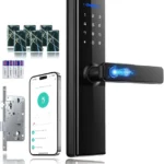 Makayuron Smart Lock, Tuya Lock wifi Version, Smart door Lock unlock by Fingerprint,nfc,password,remote,mechanical key. 4585 Mortise,Support 9 Languages (Include Arabic) (B302, Black)