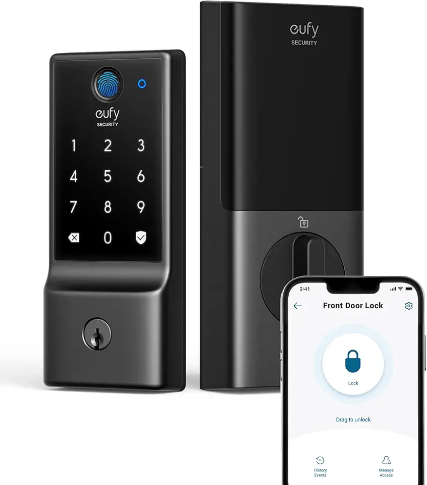 Security Smart Lock C220, Fingerprint Keyless Entry Door Lock, Built-in Wi-Fi, App Remote Control, Front Door Smart Lock Deadbolt, 8 Months Battery, Reliable Power, IP53 Waterproof, BHMA Grade 3