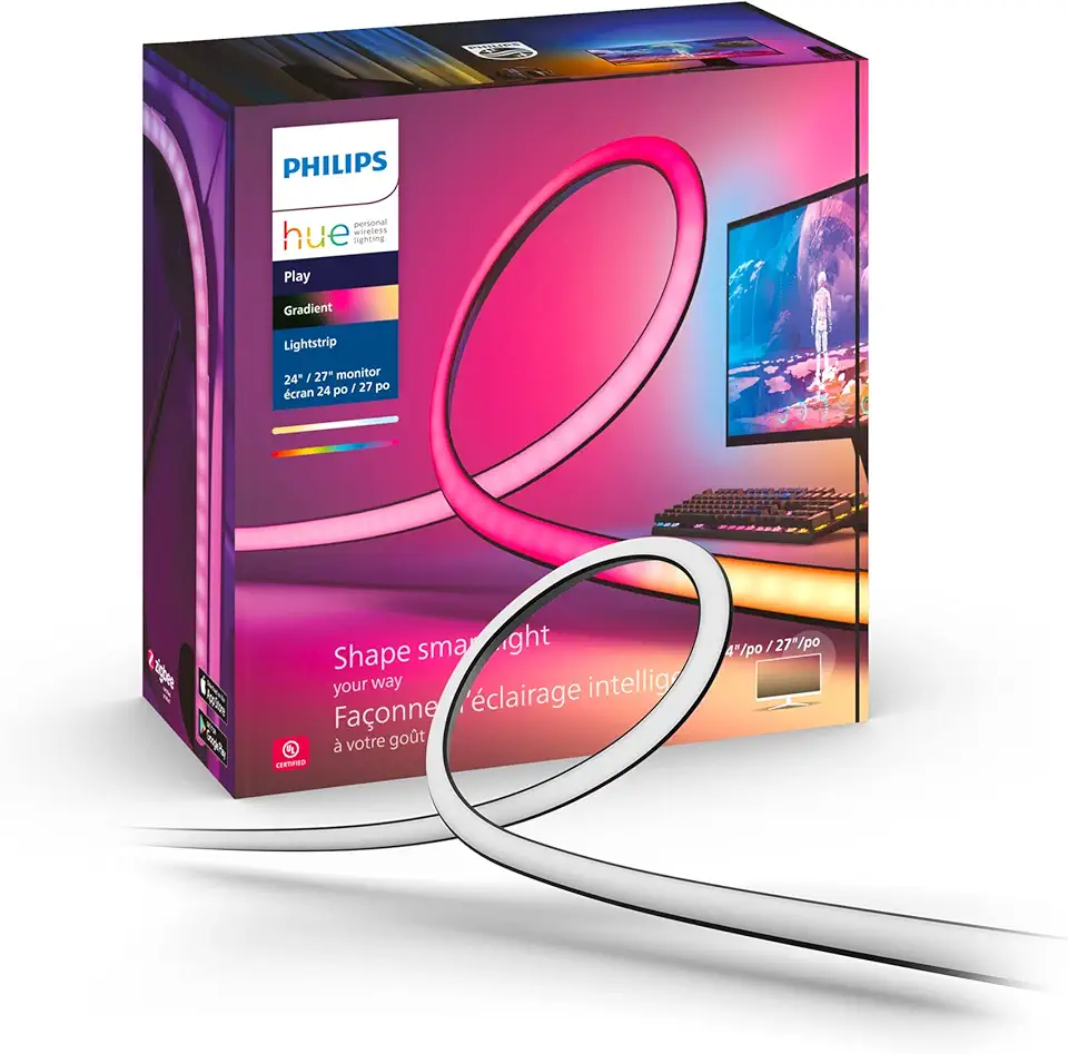 Play Gradient PC Lightstrip [for 24-27 Inch Screens] LED Smart Lighting. Sync for Entertainment, Gaming and Media