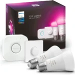 White & Colour Ambiance Starter Set with E27 Bulbs Pack of 2 (1100), Smart Button + Hue Bridge, Test Winner Stiftung Warentest (01/2024), 16 Million Colours Controllable by Voice and App