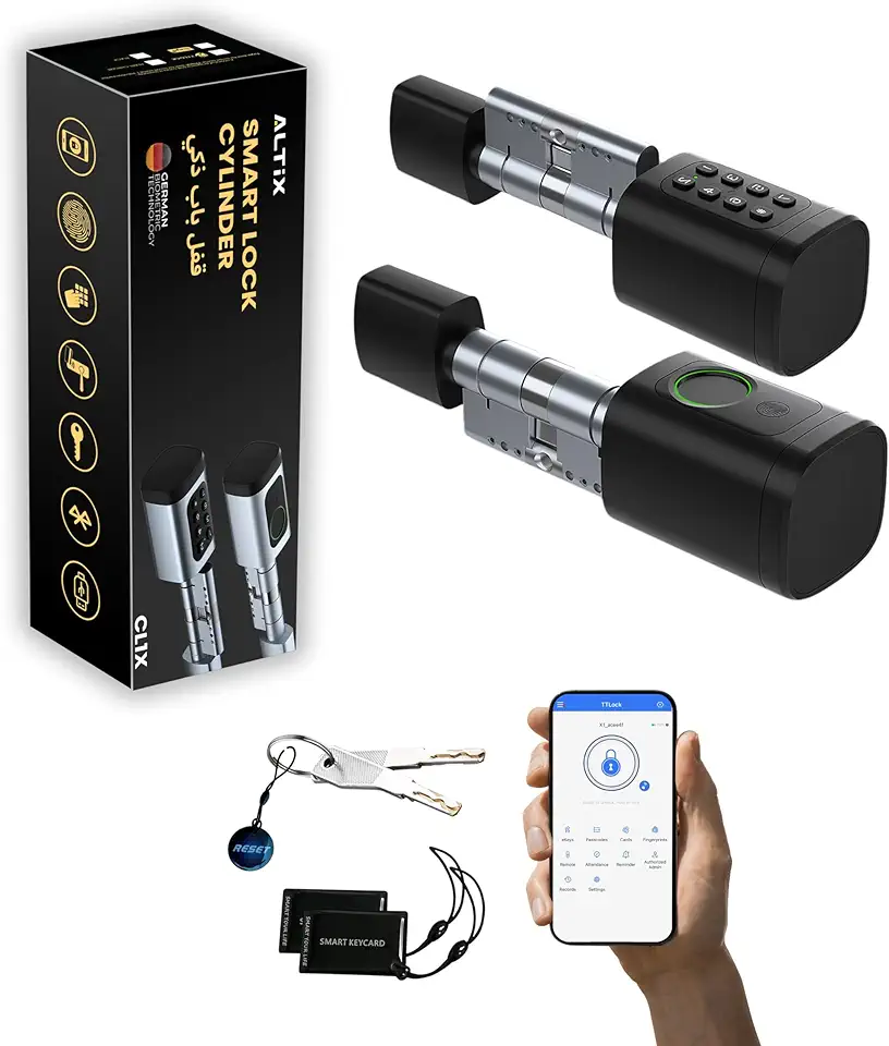 Altix CL1X TTLock Smart Door Lock | Keyless Entry | Fingerprint & Passcode | Bluetooth | DIY Install | Ideal for Vacation Rentals | Secure Adjustable Length 60mm-90mm | Black NEW